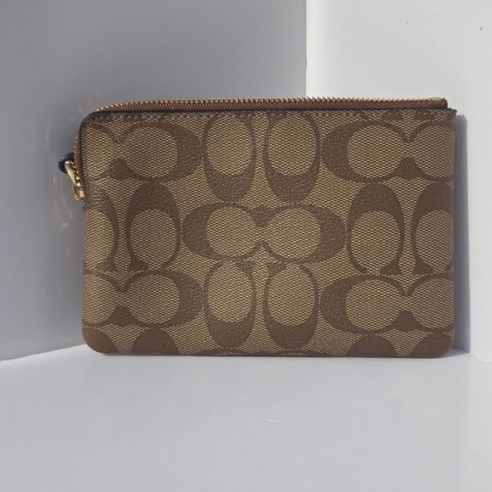 Coach Wristlet Wallet K1948 F58035 Brown Signature Canvas Leather Zip - Picture 4 of 8